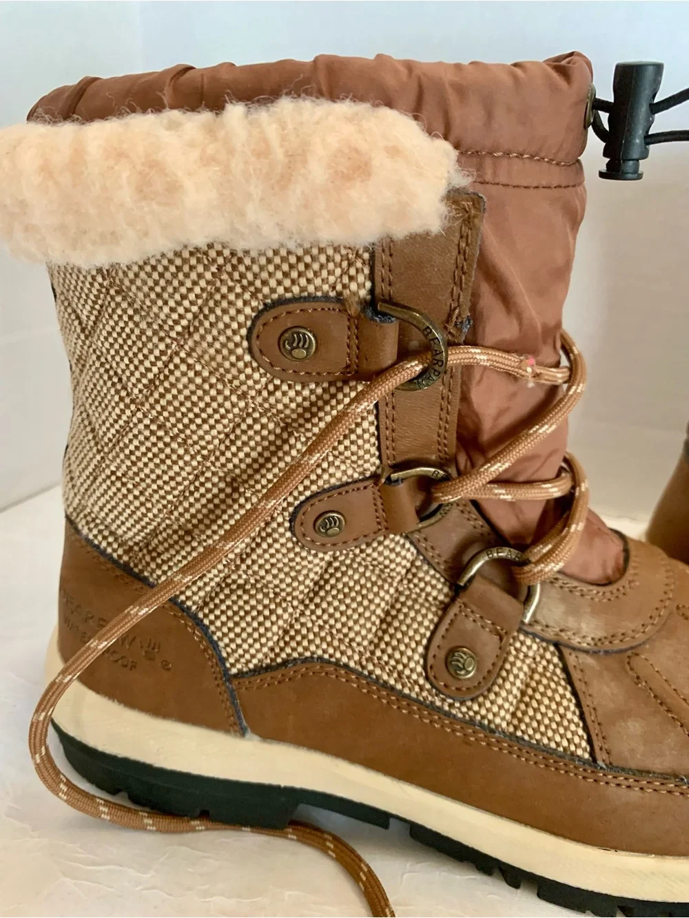 BEARPAW Womens Bethany Brown Outwear Faux Fur Winter Boots Size 7